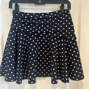 Zara Black and White Polka Dot Skater Skirt